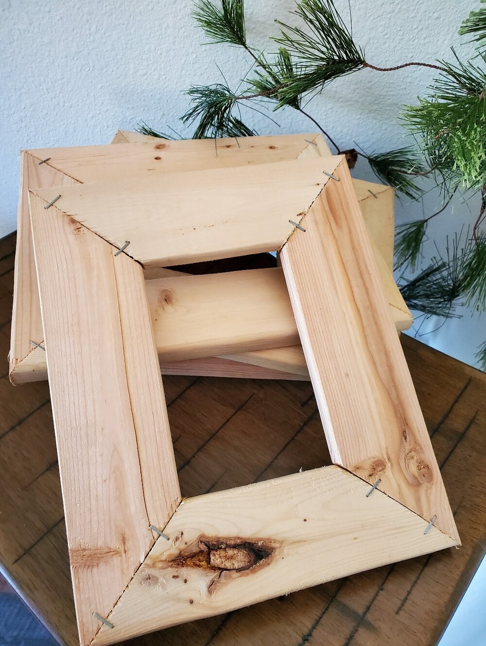 Set of 5 Unfinished Rustic Wood Pine Picture Frames DIY Craft Gallery